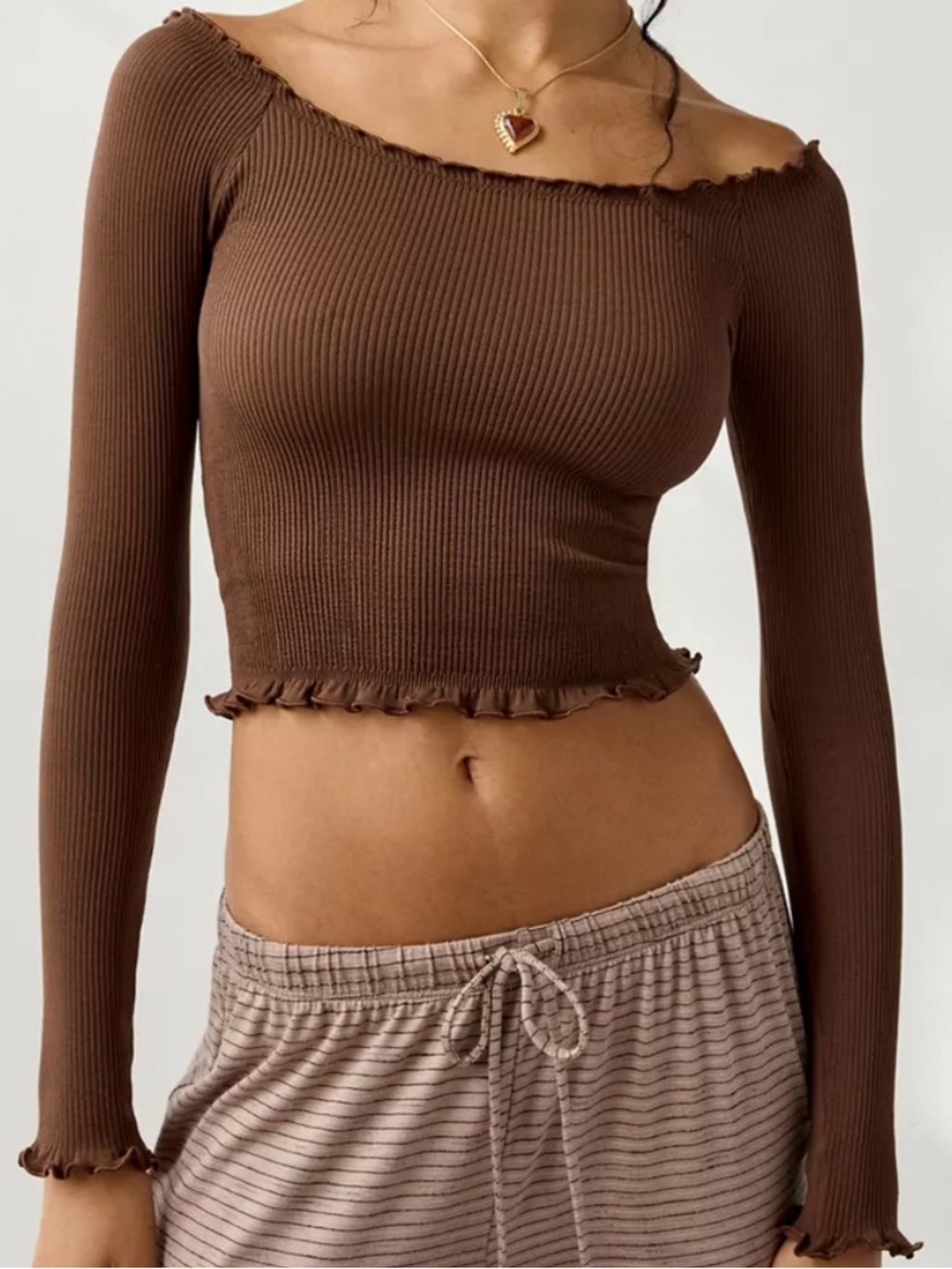 Urban Outfitters Off-the-Shoulder Ribbed Tee